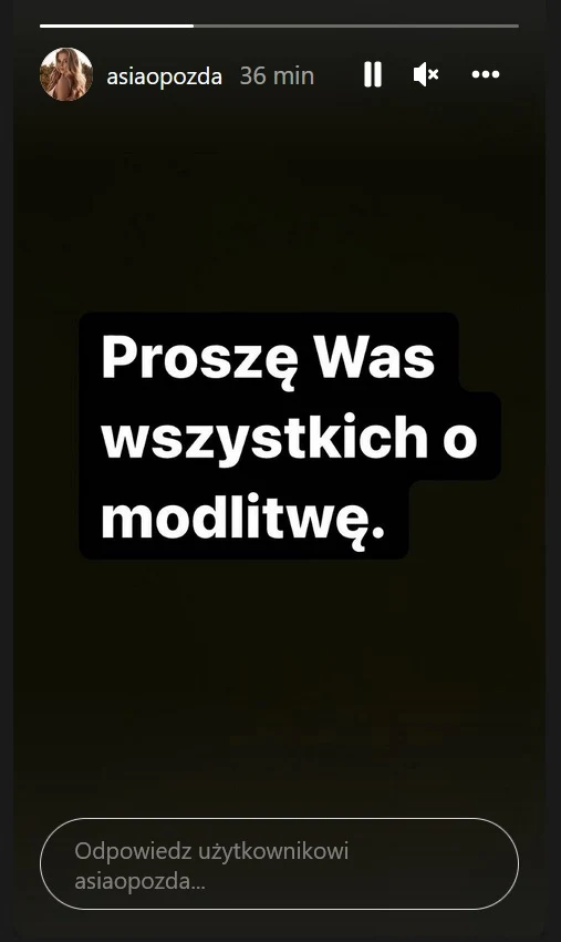 Joanna Opozda zaapelowała o modlitwę Joanna Opozda zaapelowała o modlitwę