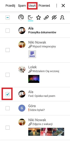Int zaznaczanie wiadomości Int zaznaczanie wiadomości