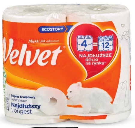 Velvet Najdłuższy Papier toaletowy 4 rolki