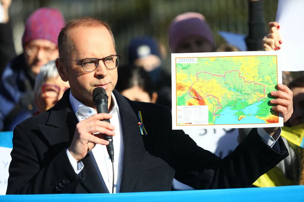 Michał Szczerba podczas demonstracji przeciwko wojnie Michał Szczerba podczas demonstracji przeciwko wojnie