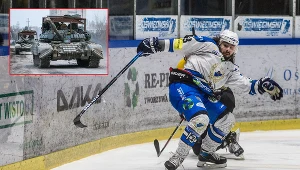 Eliezer Sherbatov w barwach Unii Oświęcim (w małym okienku pojazd bojowy - Getty Images)