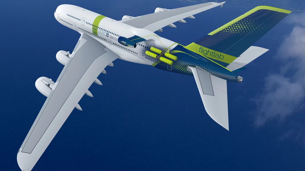 Airbus A380 w wersji wodorowej z projektu ZEROe Demonstrator