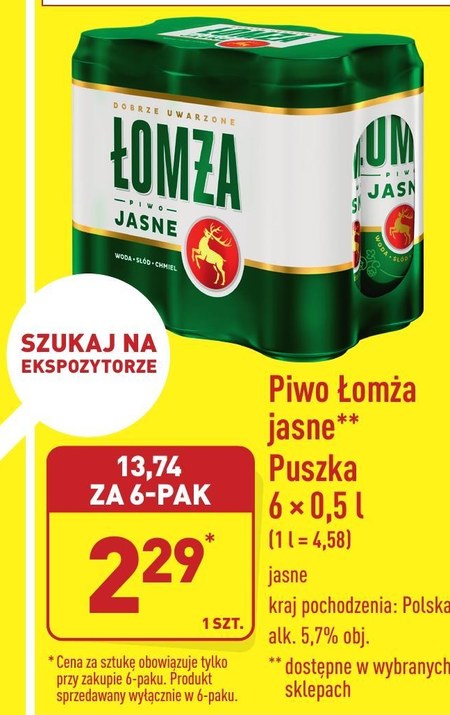 Piwo Łomża promocja Aldi Ding pl