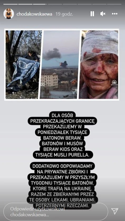 Ewa Chodakowska zadeklarowała przekazanie Ukraińcom swoich produktów Ewa Chodakowska zadeklarowała przekazanie Ukraińcom swoich produktów