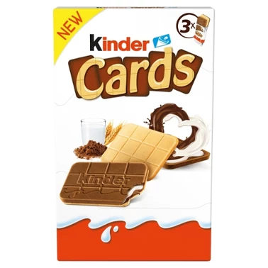 Kinder Cards Wafel wypełniony mlecznym i kakaowym nadzieniem 76,8 g (6 sztuk) - 1