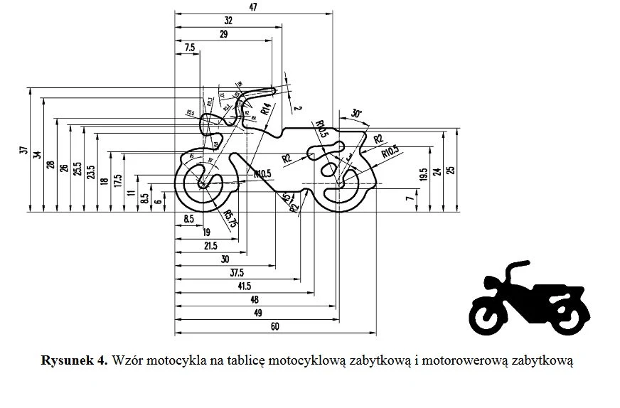 Wzór motocykla na zabytkową tablicę rejestracyjną - trafi też na żółtą tablicę dla motorowerów