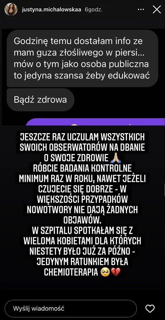 Justyna apeluje do ludzi, by się badali! https://www.instagram.com/justyna.michalowskaa/ Justyna apeluje do ludzi, by się badali! https://www.instagram.com/justyna.michalowskaa/