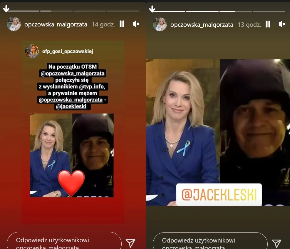 Opczowska wzruszona łączeniem z mężem /https://www.instagram.com/opczowska_malgorzata/ Opczowska wzruszona łączeniem z mężem /https://www.instagram.com/opczowska_malgorzata/