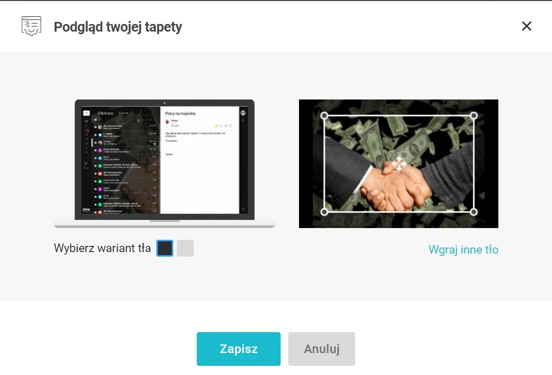 int zmiana tła