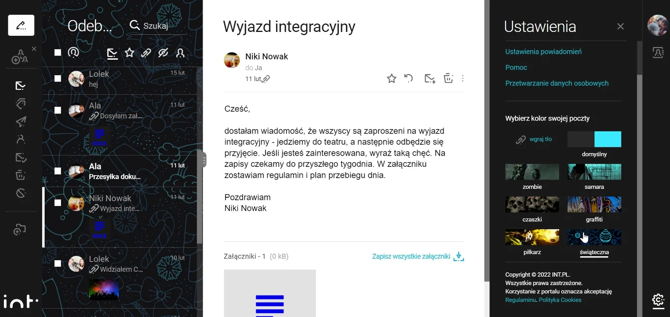 int tło