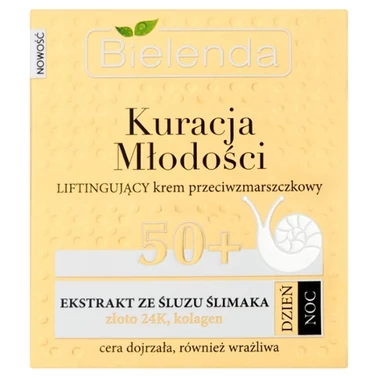 Bielenda Kuracja Młodości 50+ Liftingujący krem przeciwzmarszczkowy na dzień noc 50 ml - 0