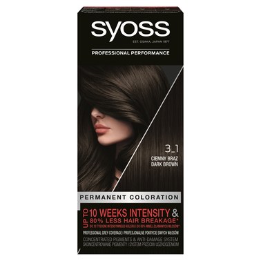 Syoss Permanent Coloration Farba do włosów trwale koloryzująca 3-1 ciemny brąz - 0