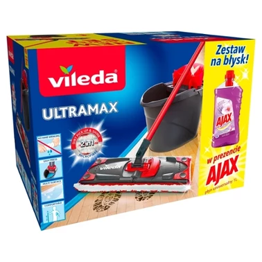 Vileda UltraMax Mop z wiaderkiem i Ajax Płyn uniwersalny 1 l - 0