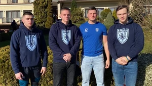 18-letni Radion Jaworszczuk (drugi z prawej) w towarzystwie swoich rodaków. Wszyscy są zawodnikami Juvenii Kraków. Od lewej: Arseni Pastuchow, Andrii Lawtakow i Andrii Matsiuk