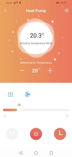 Dedykowana aplikacja Heatpump umożliwiająca ustawienie temperatury i zaplanowanie harmonogramu pracy urządzenia