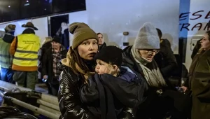 Uchodźcy na polsko-ukraińskim przejściu granicznym w Hrebennem