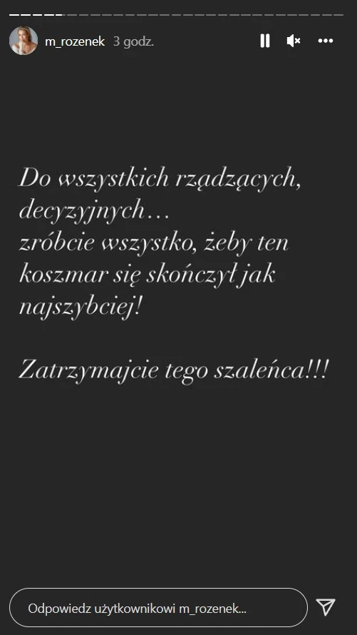 Małgorzata Rozenek-Majdan apeluje do rządzących na Instagramie / Instagram @m_rozenek