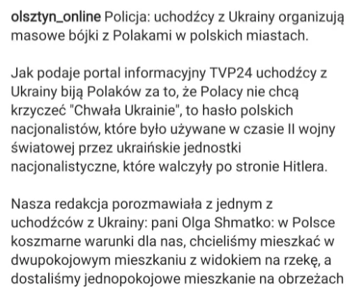 Przykład dezinformacji w polskim internecie