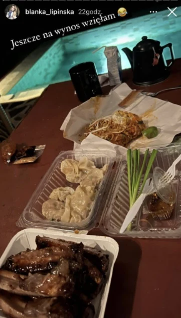 Kolacja Blanki Lipińskiej / Instagram @blanka_lipinska