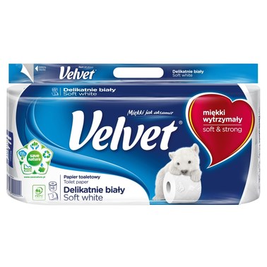 Velvet Delikatnie Biały Papier toaletowy 8 rolek - 1