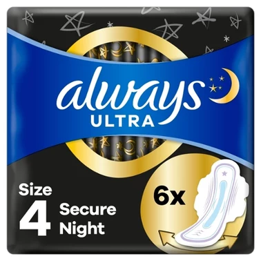 Always Ultra Podpaski Secure Night (rozmiar 4) ze skrzydełkami x6 - 4