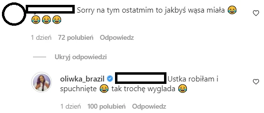 Komentarze na profilu Oliwki Brazil @oliwka_brazil