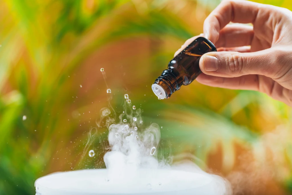 Wystarczy kilka kropel olejku wlać do wrzątku lub nebulizatora i oddychać przez nos, wydychając powietrze ustami Wystarczy kilka kropel olejku wlać do wrzątku lub nebulizatora i oddychać przez nos, wydychając powietrze ustami