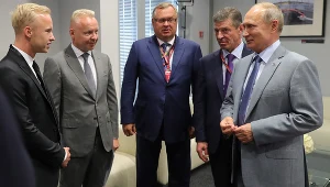 Nikita Mazepin i Dmitry Mazepin na spotkaniu z Władimirem Putinem