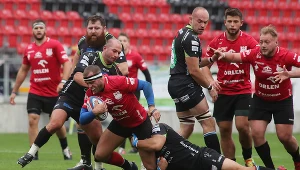 Mecz Ekstraligi rugby, w akcji Master Pharm Łódź i Orkan Sochaczew