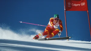 Pirmin Zurbriggen w czasie wyjątkowo udanych dla siebie zimowych igrzysk olimpijskich w Calgary w 1988 roku