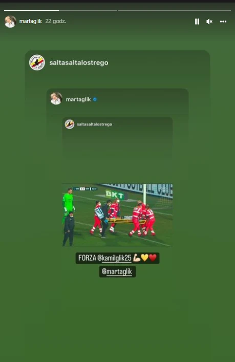 Kamil Glik miał poważny wypadek na murawie / Foto: IG @martaglik/