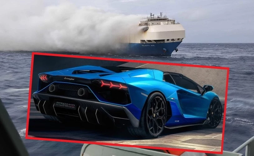 Płonące Felicity Ace oraz Lamborghini Aventador LP780-4 Ultimae