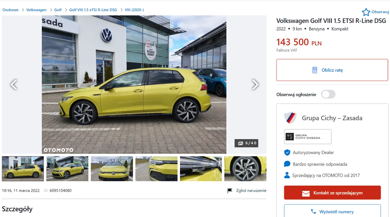 W interesującej nas kwocie można kupić np. VW Golfa VIII ze 130-konnym silnikiem 1.5 eTSI mHEV