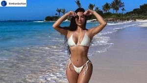 Kim Kardashian znów kusi w bikini! Rywalizuje w ten sposób z siostrami?