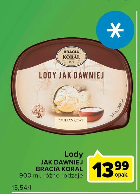 Bracia Koral Lody jak dawniej Lody śmietankowe 900 ml