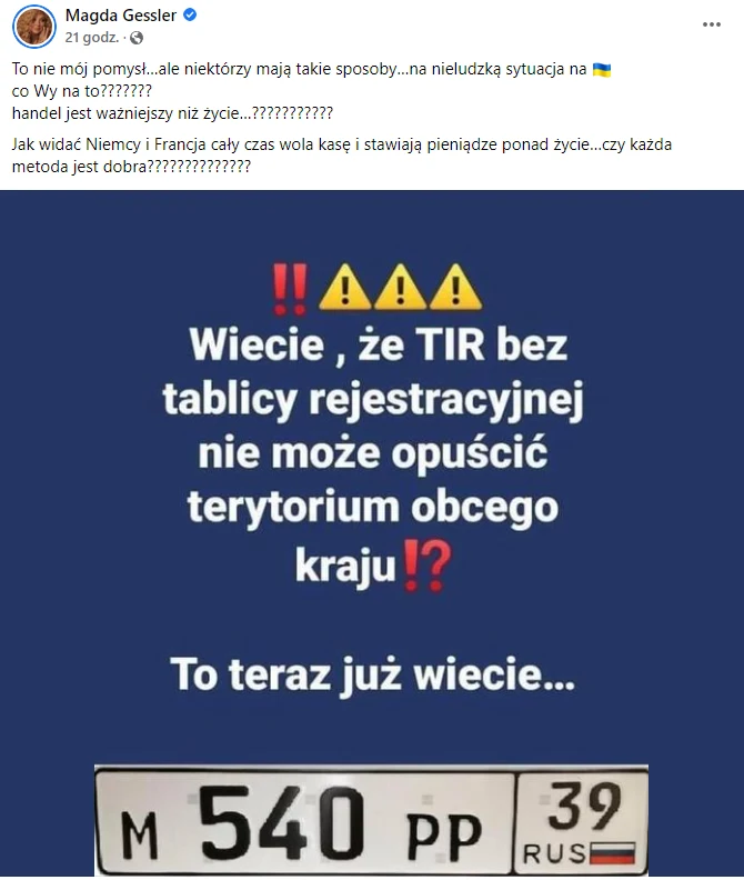 Magda Gessler ma patent na Rosjan