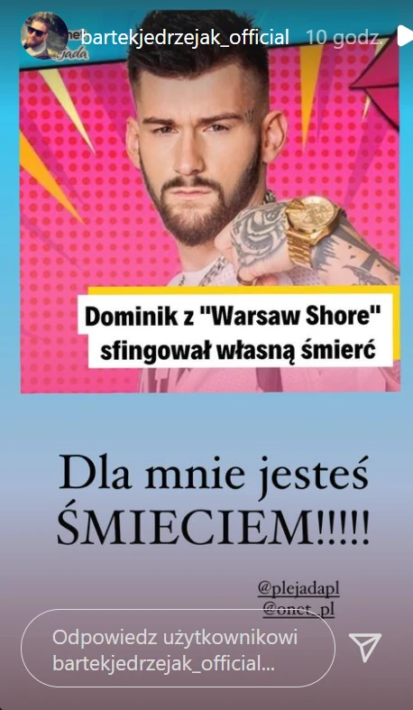 Bartek Jędrzejak ostro o Dominiku Raczkowskim