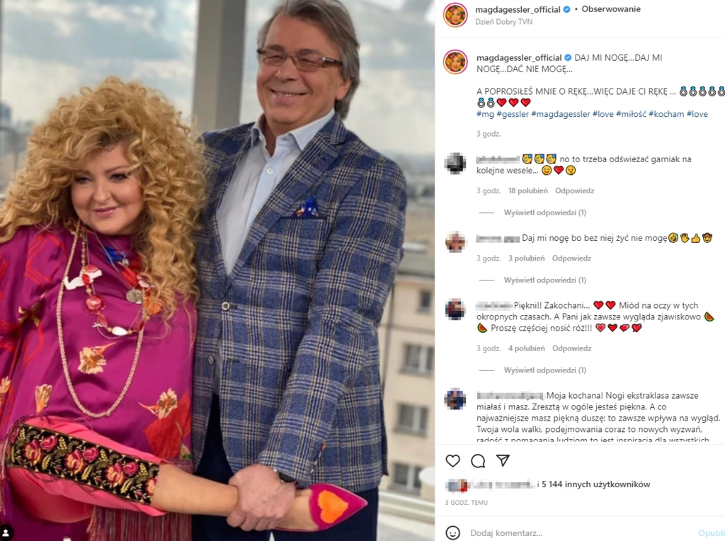Magda Gessler chwali się zaręczynami na Instagramie