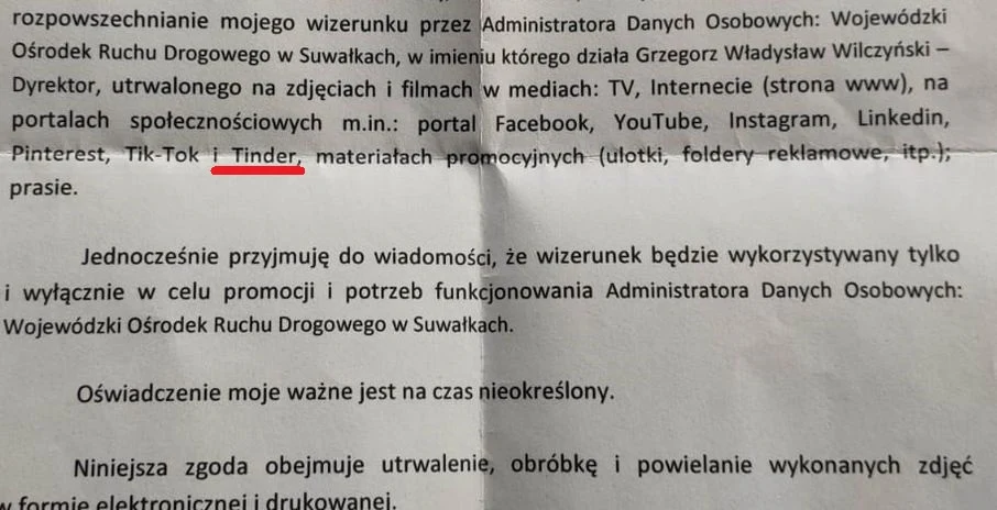Taką zgodę otrzymali do podpisu egzaminatorzy w WORD w Suwałkach / fot. Organizacja Międzyzakładowa nr 60 NSZZ Solidarność - 80 w WORD 