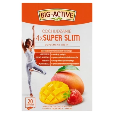 Big-Active 4 x Super Slim odchudzanie Suplement diety herbatka ziołowo-owocowa 40 g (20 x 2 g) - 0