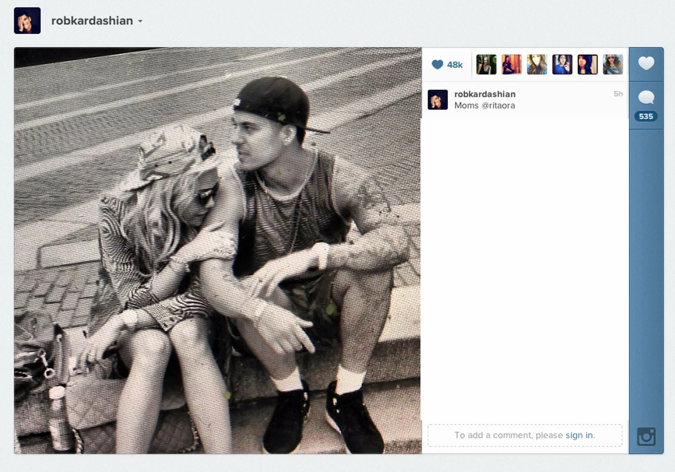 Rob Kardashian Jr. i Rita Ora na zdjęciu w 2012 roku Rob Kardashian Jr. i Rita Ora na zdjęciu w 2012 roku