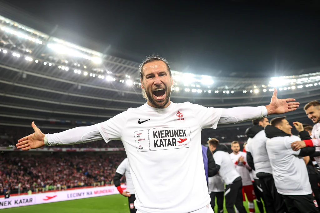 Mecz Polska - Szwecja. Grzegorz Krychowiak świętujący awans Mecz Polska - Szwecja. Grzegorz Krychowiak świętujący awans