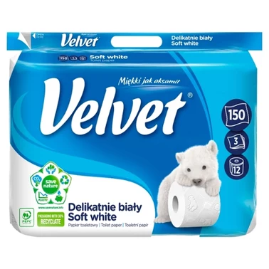 Velvet Delikatnie biały Papier toaletowy 12 rolek - 0