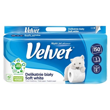 Velvet Delikatnie Biały Papier toaletowy 8 rolek - 0