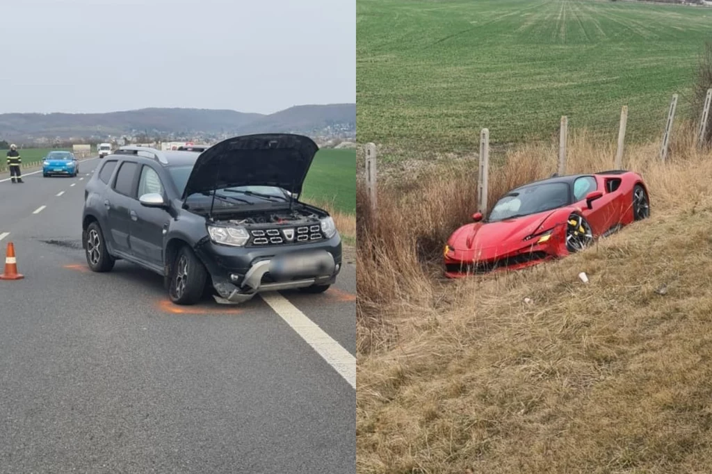 Ferrari SF90 Stradale kontra Dacia Duster - jak informuje słowacka policja, obaj kierowcy biorący udział w kolizji byli trzeźwi