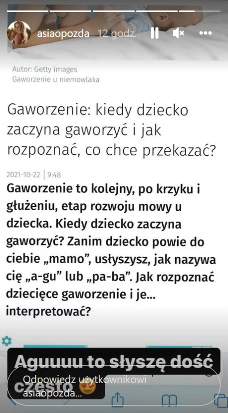 Wzruszona Opozda dzieli się postępami synka