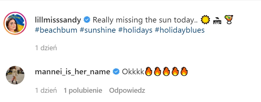 Sara Boruc komentuje fotki Sandry Dziwiszek @lillmisssandy/ Sara Boruc komentuje fotki Sandry Dziwiszek @lillmisssandy/