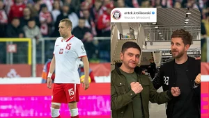 Kamil Glik (z lewej). Z prawej "udawany" Wołydymyr Zełenski zaprezentowany przez Antoniego Królikowskiego (instagram.com/antek.krolikowski/)