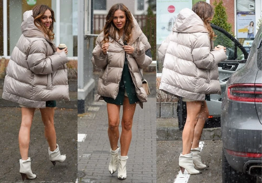 Anna Wendzikowska z gołymi nogami na obcasach w śnieżycę Anna Wendzikowska z gołymi nogami na obcasach w śnieżycę