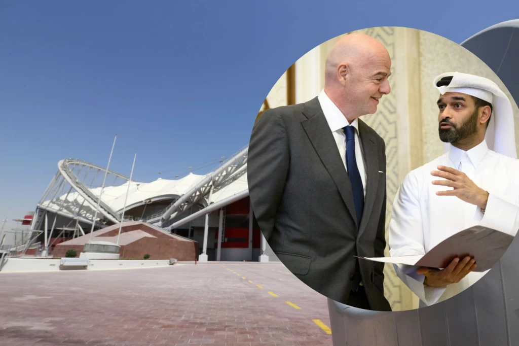 Mundial w Katarze. Na zdjęciu prezydent FIFA Gianni Infantino oraz Hassan Al Thawadi - sekretarz generalny komitetu organizacyjnego mistrzostwa świata Mundial w Katarze. Na zdjęciu prezydent FIFA Gianni Infantino oraz Hassan Al Thawadi - sekretarz generalny komitetu organizacyjnego mistrzostwa świata